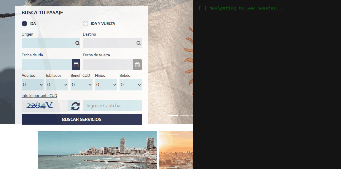 ticketcopilot — bot rellenando formulario, buscando pasaje y avisando por Telegram
